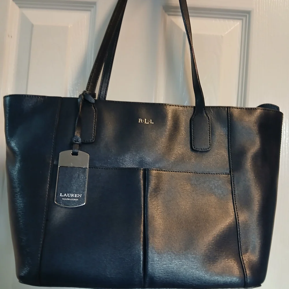 Lauren Ralph Lauren Black Leather Tote Bag - Picture 12 of 15
